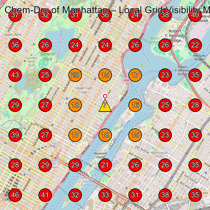 Chem-Dry of Manhattan GeoGrid visibility map for Carpet Cleaning Service in Astoria